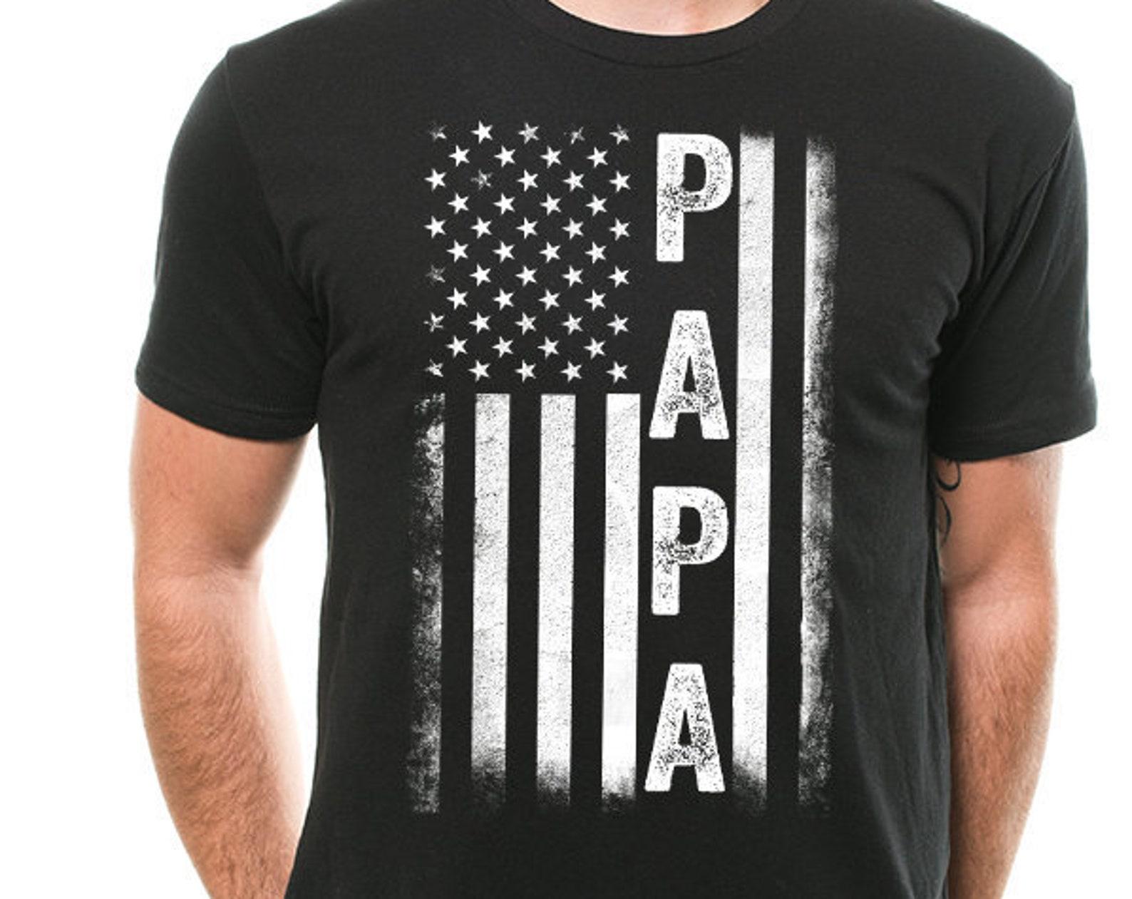 American Papa T-Shirt: US Flag Patriotic Father s Day Tee XL