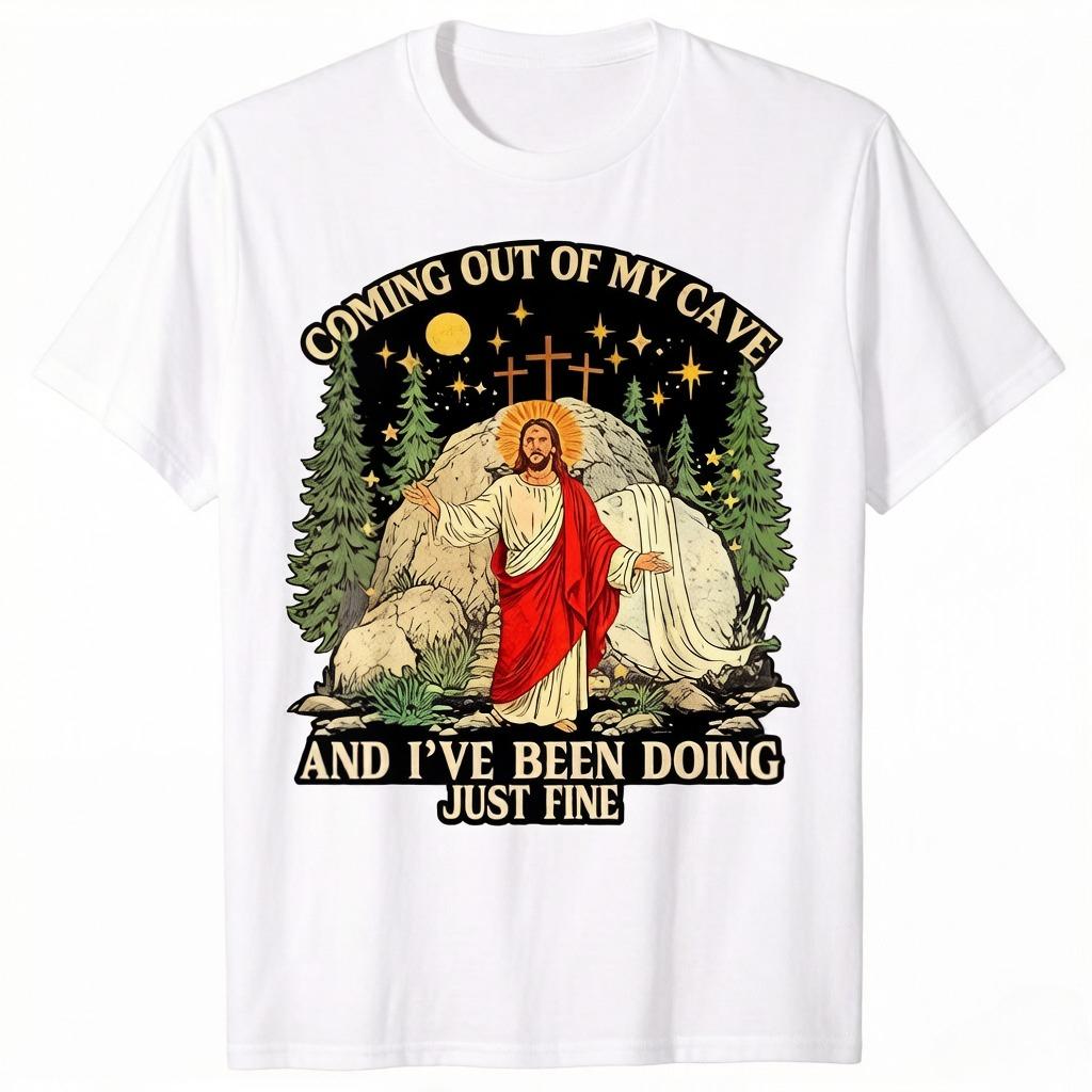 

Jesus Coming Out of My Cave and Ive Been Doing Just Fine TShirt Y2k Faith Christian Saying Tee Women Unisex Fashion Novelty Gift XL