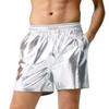 Herren Shorts aus glänzendem Leder, lässige Strandshorts