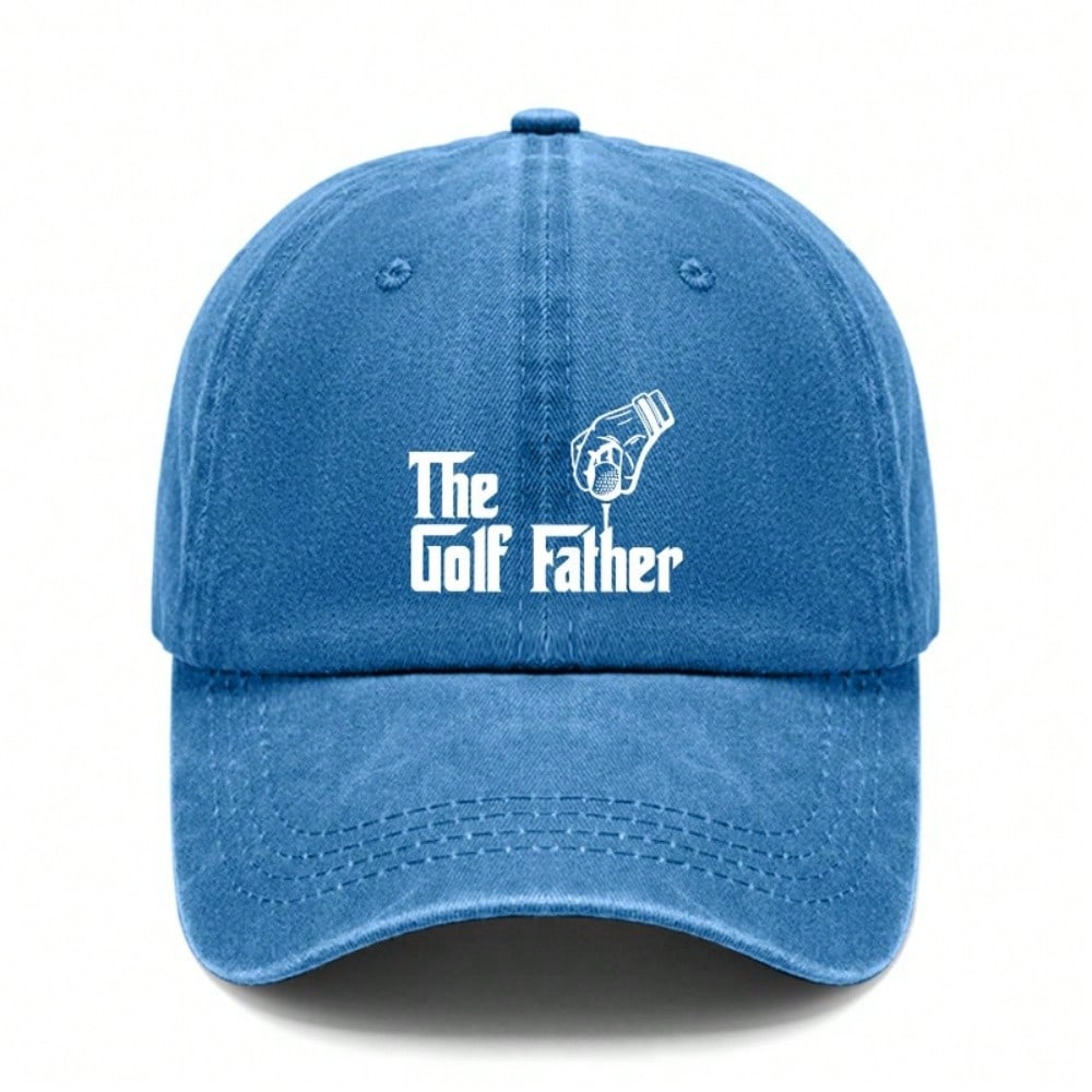 [Vintage Baseball Cap] The Golf Father Print Polyester Soft Adjustable Curved Brim Casual Outdoor Sports Golf Hat For Dad Gift