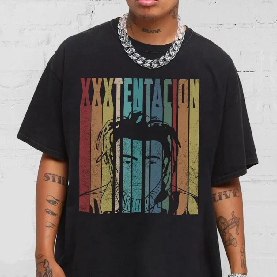 Футболка Xxxtentacion, Ретро-футболка Xxxtentacion, Футболка в стиле хип-хоп, Унисекс Подарок для фаната Унисекс Футболка XXXL