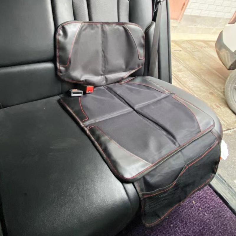 Autositzschutz, schützt den Kindersitz mit dickster Polsterung und rutschfester Rückseite, Netztaschen für Kinder und Babys