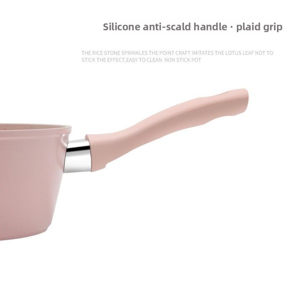 Non Stick Frying Pan Wok Silicone Handle 14cm Baby Food Pan Marble Coated Kitchen Cookware Mini Cooking Pot Skillet Gas Stove