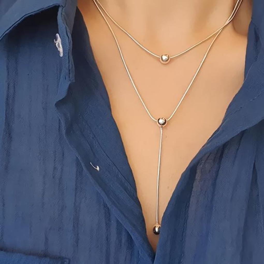 Damhalsband med daglig droppe och ormlänk (Två Kedjor Samtidigt)