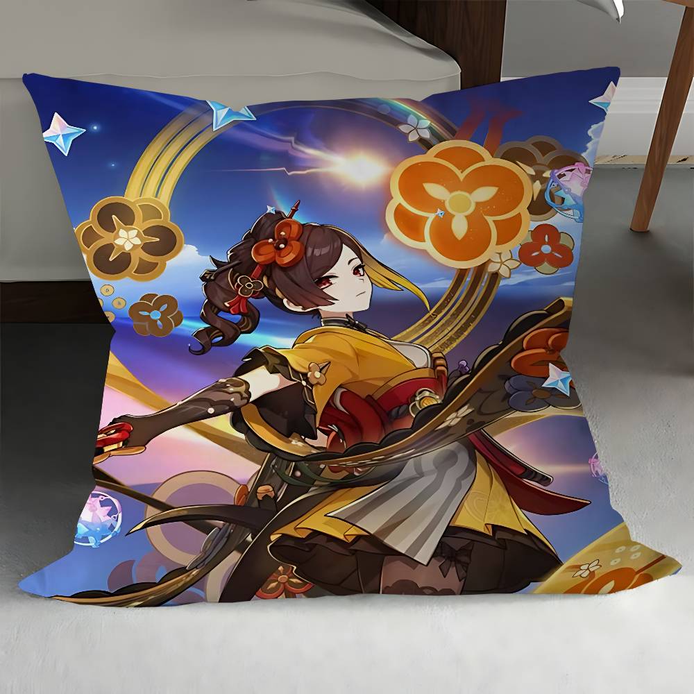 Genshin Chiori Pillow Covers Cartoon Sofa Decorative Home Double-sided Printing Short Plush Cute Cushion Cover