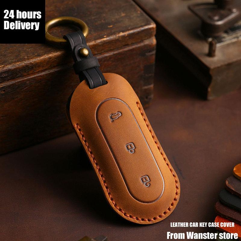 3 Bottons Luxury Leather Car Key Cover Case For Leading Ideal Li One Auto L9 L8 Lixiang   Accessories