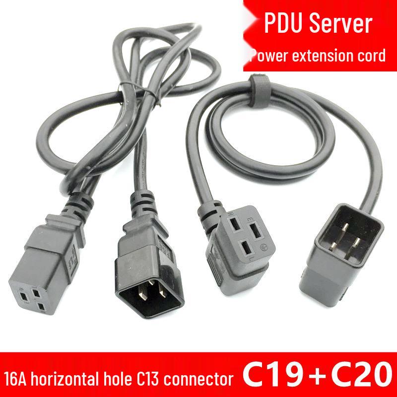 C19 C20 Extension Cord Elbow 16A Horizontal Figure-8 PDU UPS Server Power Plug Cord