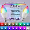 1-10PCS RGB E14 Candle LED Bulb 24 Key Remote Control Dimmable 6W AC220V 110V Colorful Change for Bedroom Living Room Lamp