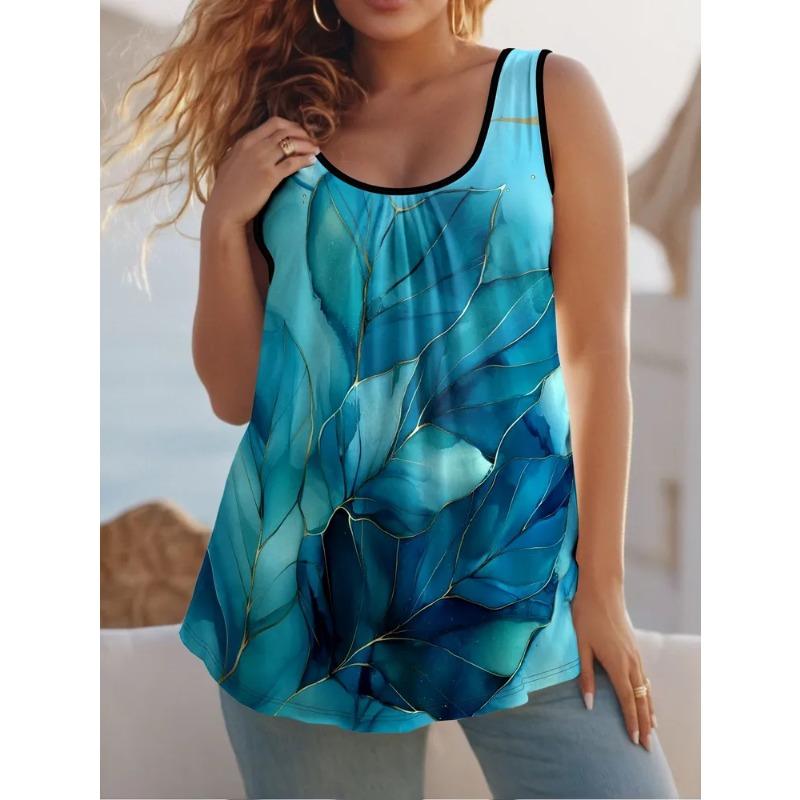 Dámská vesta bez rukávů Kreativní barevný potisk Pohodlná měkká Volnočasová Volná Módní Všestranná Letní Nadměrná vesta