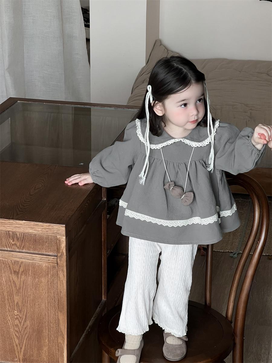 

Девочки Осенний Кружевной Топ-Бэбидолл и Комплект Брюк - Корейский Стиль 90 cm