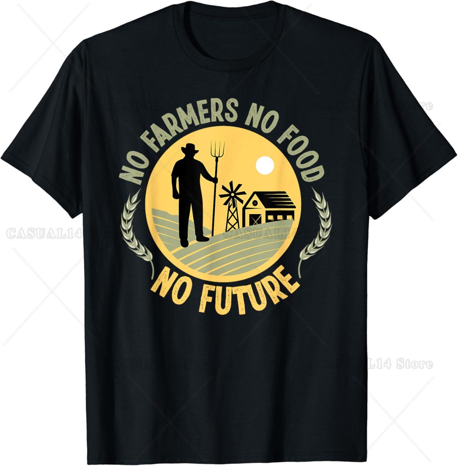 No Farmers No Food No Future T-Shirt Graphic T Shirts Cotton Short Sleeve Unisex for Farmers S разноцветный
