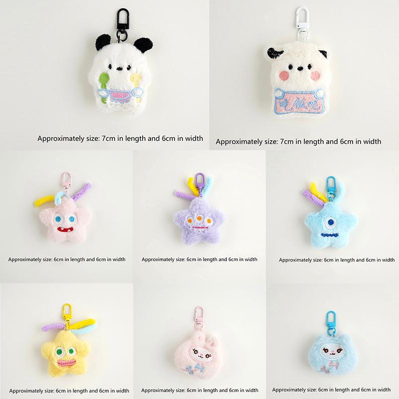 Cute Plush Little Bear Rabbit Doll Keychain Cartoon Animal Pendant Keyrings Backpack Decoration Accessories Gifts