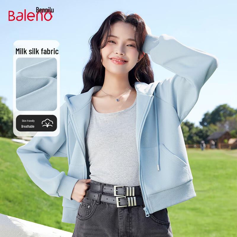 Baleno Women's Short Hooded Zip-Up Sweatshirt Jacket