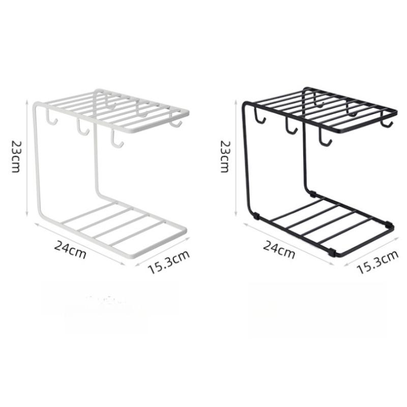 Capuccino Cups with Saucers and Metal Stand, 250ml Ceramic Coffee Cup Espresso Shots Cup Small Coffee Cups, Black and White