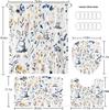 4-Piece HD Digital Print Little Rabbit & Flower Shower Curtain Set - No Drilling Required.