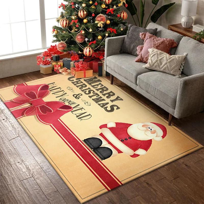 Rote 3D Frohe Weihnachten Dekoration Eingangsteppich Wohnzimmer Couchtisch Decke Weihnachtsmann Schneeflocke Matte Schlafzimmer Teppiche Fußmatten