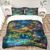 Night Forest Pool Print 3Pcs Bedding Set,Duvet Cover with 2 Bedro,Pillowcase Home Birthday Gift