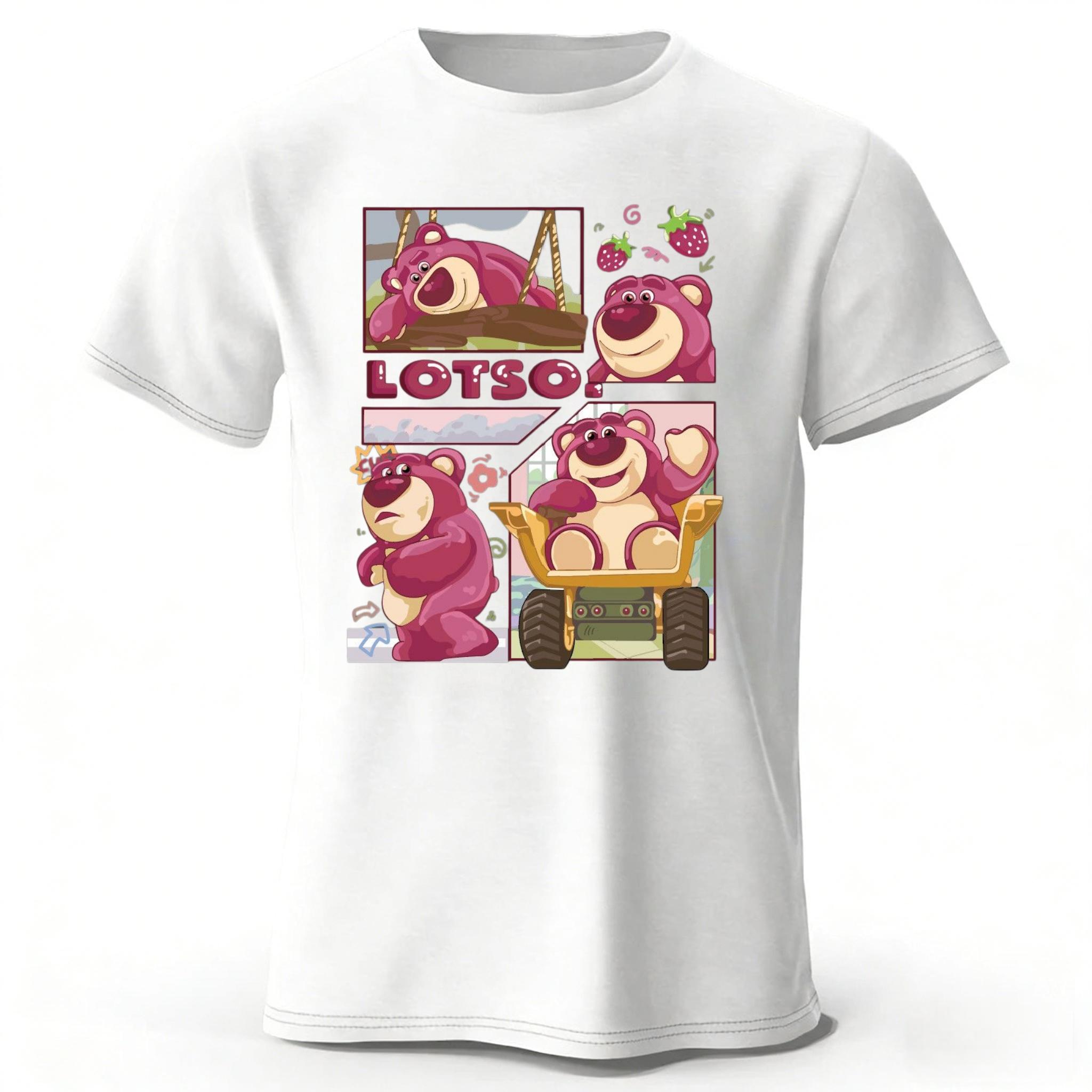 

Strawberry Bear Daily Puzzle Cotton Short Sleeves Men Casual Soft T-shirt Large Loose Top S белый