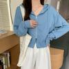 Spring/Fall 2026 Women's Petite High-Waist Cropped Hoodie, Long Sleeve Korean Style Trendy Top