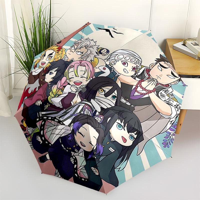 

1pc Chibi Demon Slayer Characters Outdoor Umbrella - Automatic Opening/Closing - Portable 3-Fold Design - 8-Rib Iron Frame - Festival Gift - Suit