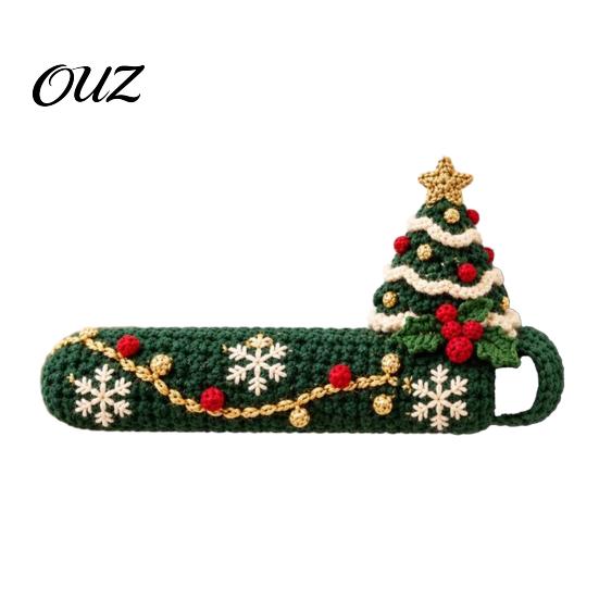 Seasonal Interior Decor Christmas Door Handle Cover, Knitted Lever Handles Cute Santa Gingerbread Claus Covers Man Penguin, Festive Sleeve for
