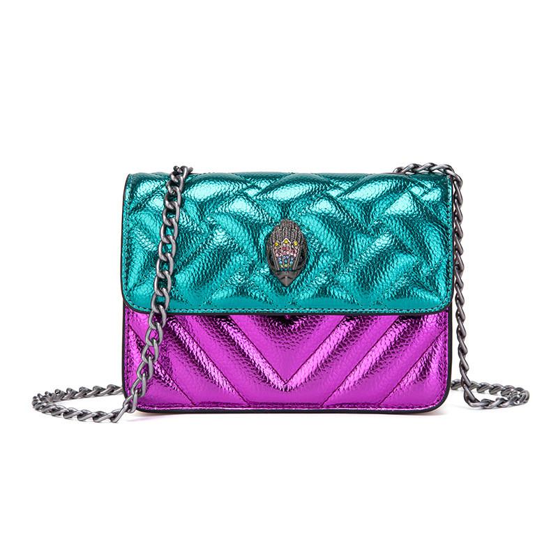 Fashion Color Blocked Eagle Head Decoration Women Casual Shoulder Chain Bag For Daily Use