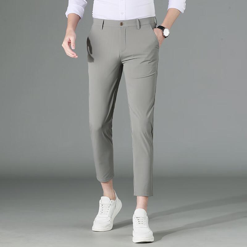 Men's Casual Cropped Straight-Leg Pants