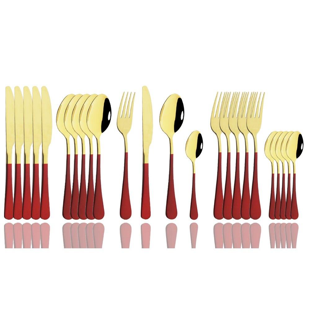24Pcs Mirror Polished Blue Cutlery Set Stainless Steel Dinnerware Set Knife Fork Coffee Spoon Tableware Set Kitchen Dinner Silverware Set