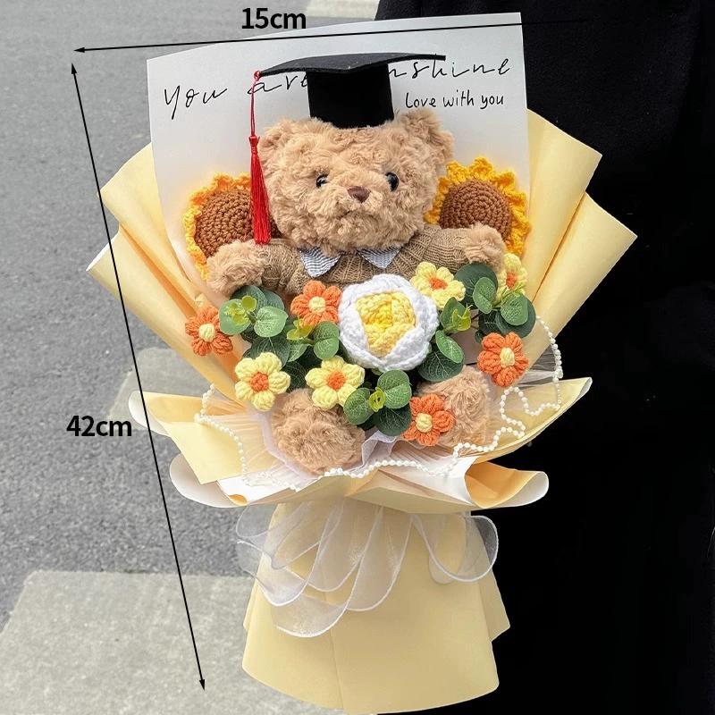 Crochet Flower Bouquet Graduation Bouquet Gifts Artificial Flower Handmade Sunflowers Teacher'S Day Mother'S Day Gifts
