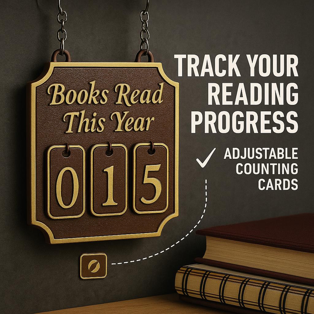 Vintage Style Hanging Bookshelf Counter For Tracking Books Read This Year, Decorative Bookish Home And Library Ornament