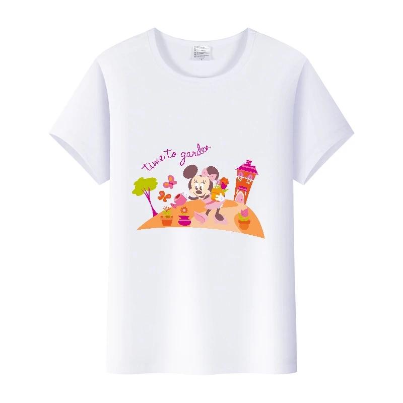 Casual Disney Cartoon Minnie Summer Blouses Men T-shirt White 2000s Tees Women Tshirt Ladies Mickey Mouse Tops Oversized Clothes