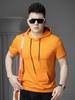 Europäischer Stil Einfarbiges Kapuzen-Kurzarm-T-Shirt für Herren, Sommer Trendiges Schlank geschnittenes Halbarm-Kapuzensweatshirt, Sportlich Lässig Hoodie