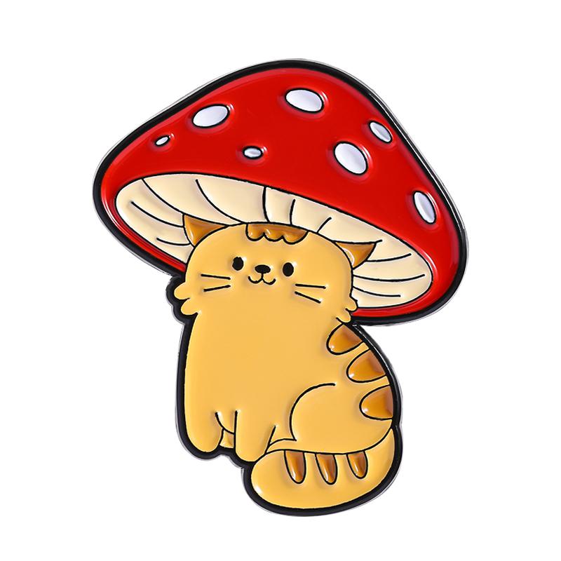 Animal Mushrooms Enamel Pins Custom Cat Dog Goose Brooches Lapel Badges Clothes Animal Jewelry Gift for Kids Friends