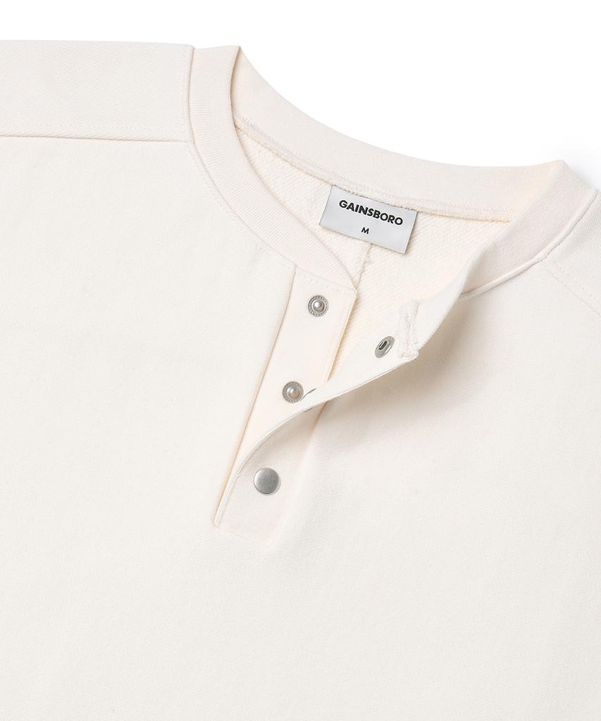 GAINSBORO V910 Square Henley Neck Sweatshirt_Off-White