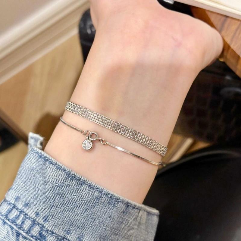 Sterling Woven Lace Mesh Bracelet Women Elegant Vintage Royal Style Delicate Luxury Accessory