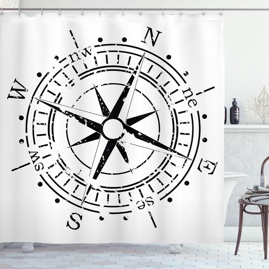 black and white shower curtain misty tall trees woodland natural landscape fabric bathroom decoration shower curtain with hook