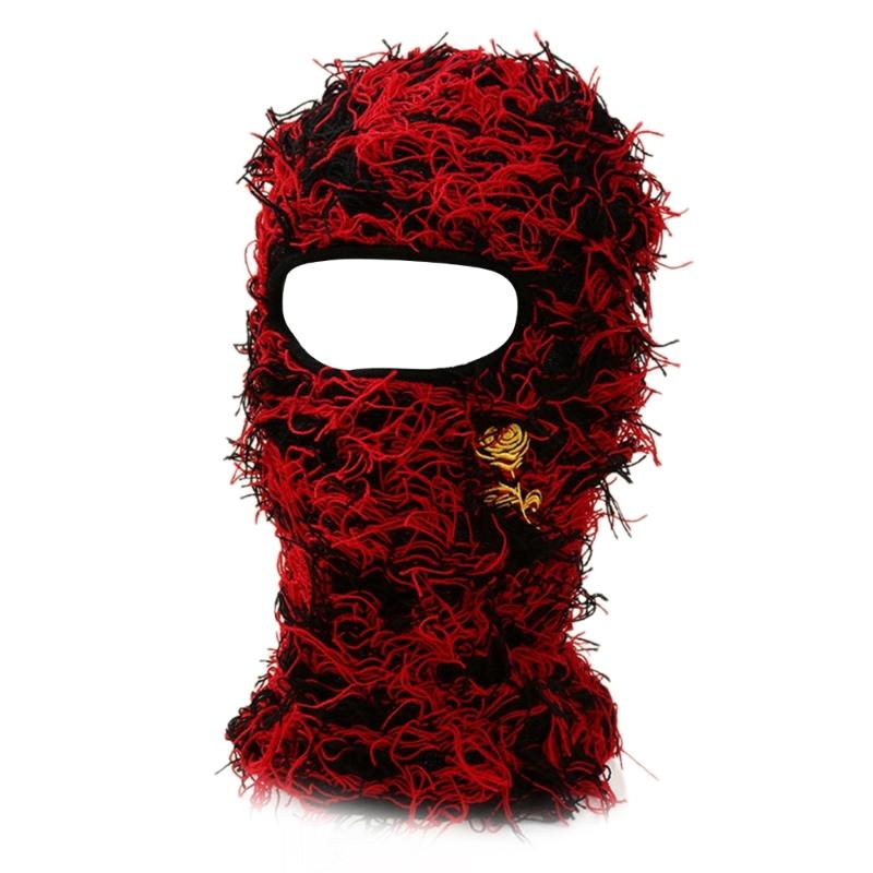 Men Fringes Beanie Warm Balaclava Hat Women Y2k Beanie Hat Slouchy Beanie красный