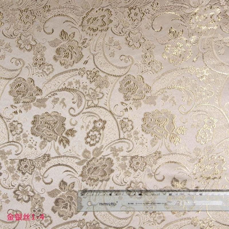 Gold Silver Thread Plant Woven Fabric Hidden Patterns Luxurious Flowers for DIY Hanfu Dress Weskit Shirts Suits