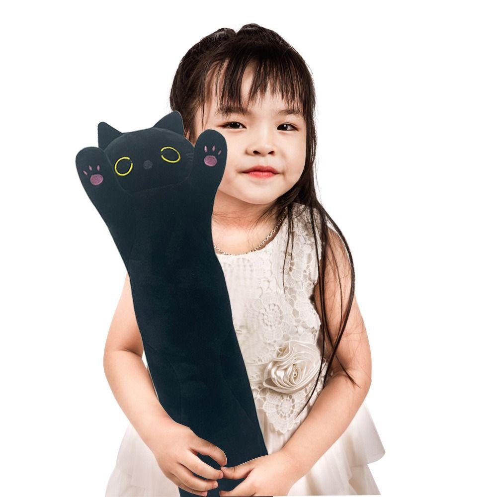 

Home Decor Long Cat Pillow Sleeping Pillow Stuffed Cat Dolls Black Cat Plush Hug Cushion чорний