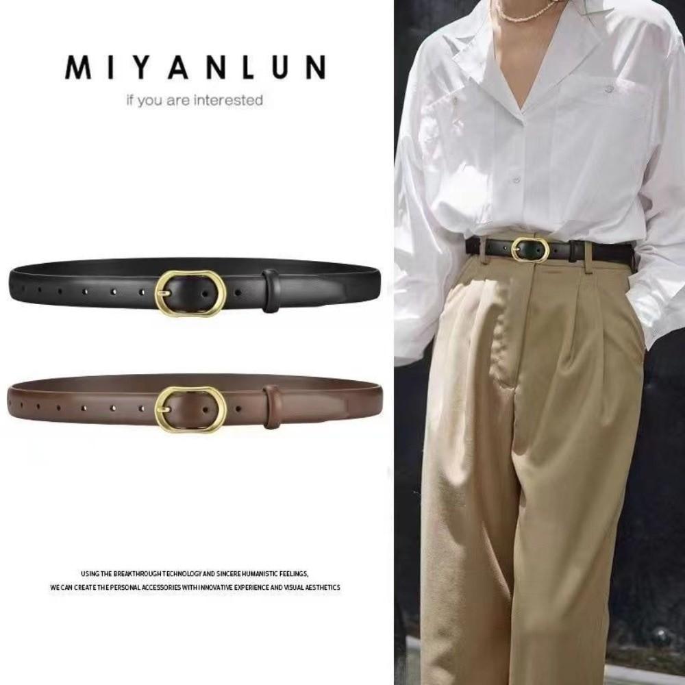 Adjustable Ladies Thin Soft Waistband With Gold Buckle Jeans Belt  Casual Wear