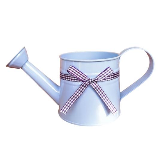 1L Mini-Gießkanne mit Schleifenverzierung Vintage Ergonomischer Griff Robuster Metall-Innen-Außen-Gartenpflanzen Blumen-Gießkanne