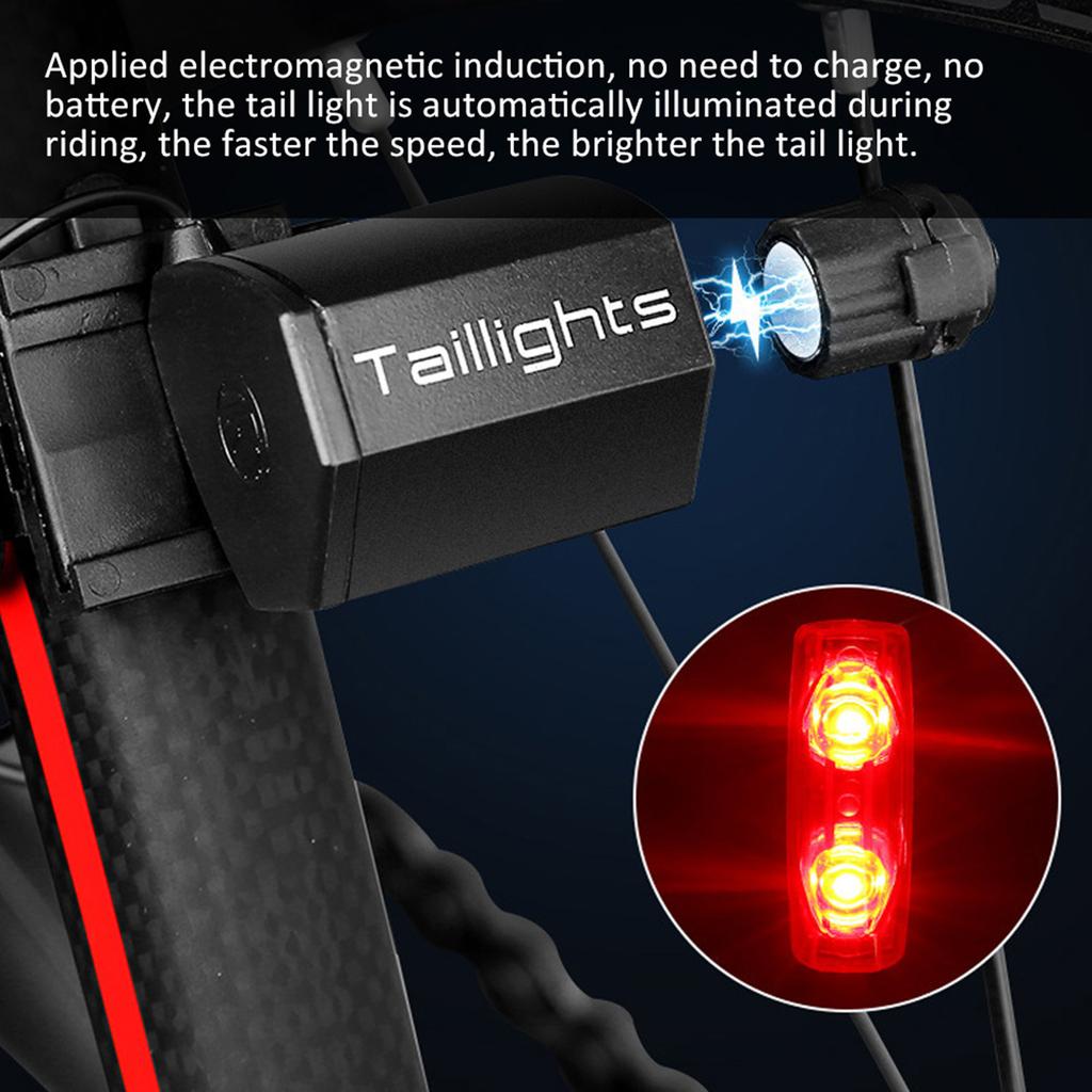 Luce Posteriore per Bicicletta Induzione Magnetica Autogenerante Elettricità Luce Posteriore per Mountain Bike Ciclismo