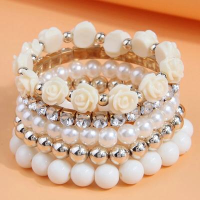 5 stücke Böhmischen Blume Perlen Armbänder Für Frauen Neue Boho Kristall Charme Mehrschichtige Armbänder Armreifen Weiblichen Vintage-Schmuck Geschenke