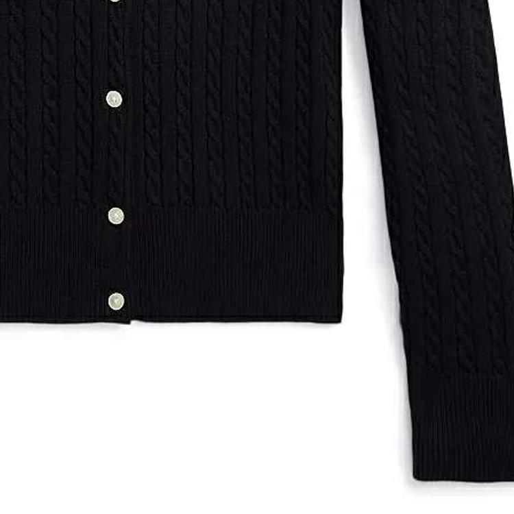 Polo Ralph Lauren Solid Color Single-Breasted Casual Long Sleeve Sweater Kids Sweater Black 313919829-002