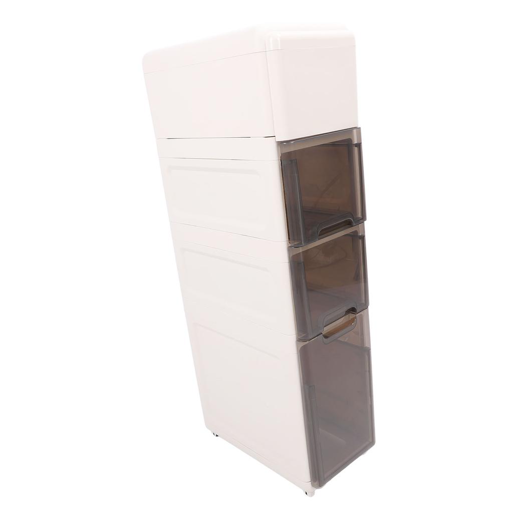 Schlanker Kunststoff-Aufbewahrungsschrank Schubladenstil Multifunktionale Aufbewahrungsbox mit Rädern für Reis Lebensmittel 4