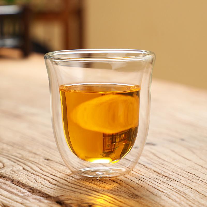 Creative Double-Layer Borosilicate Glass Cup: Heat-Resistant Transparent Coffee, Milk, or Tea Cup 70ml