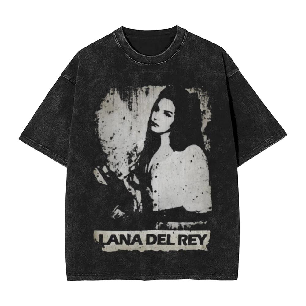 Lana Del Rey CANTANTE Maglietta Stampata Lavata Streetwear Hip Hop T-shirt Casual per Uomo Donna Cotone Streetwear