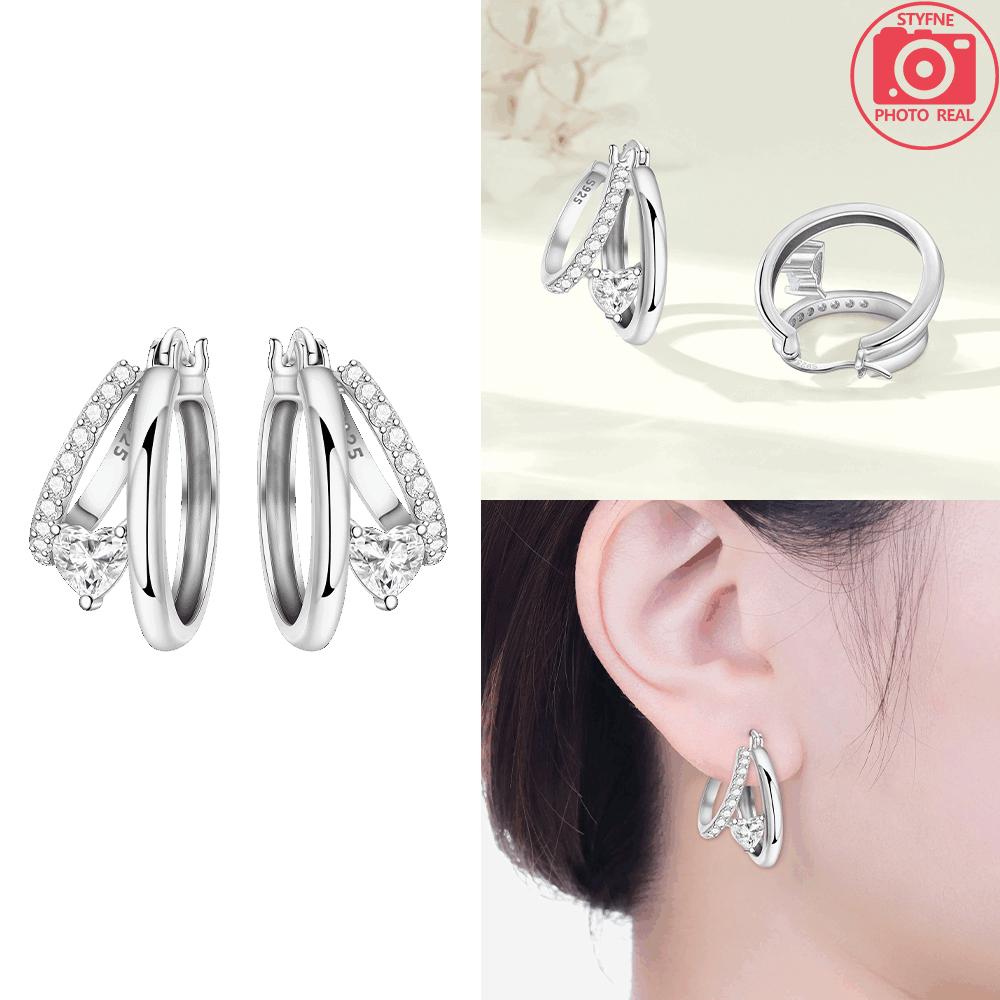 925 Silver Purple Iris Flower Stud Earrings Fringed Tassels Star Heart Earrings Woman's Accessory Jewelry Gift