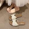 Flat-bottomed Cool Slippers Women's 2025 Summer New Square Head Disc Buckle Half Slippers Outer Wear One-character Women's Drag