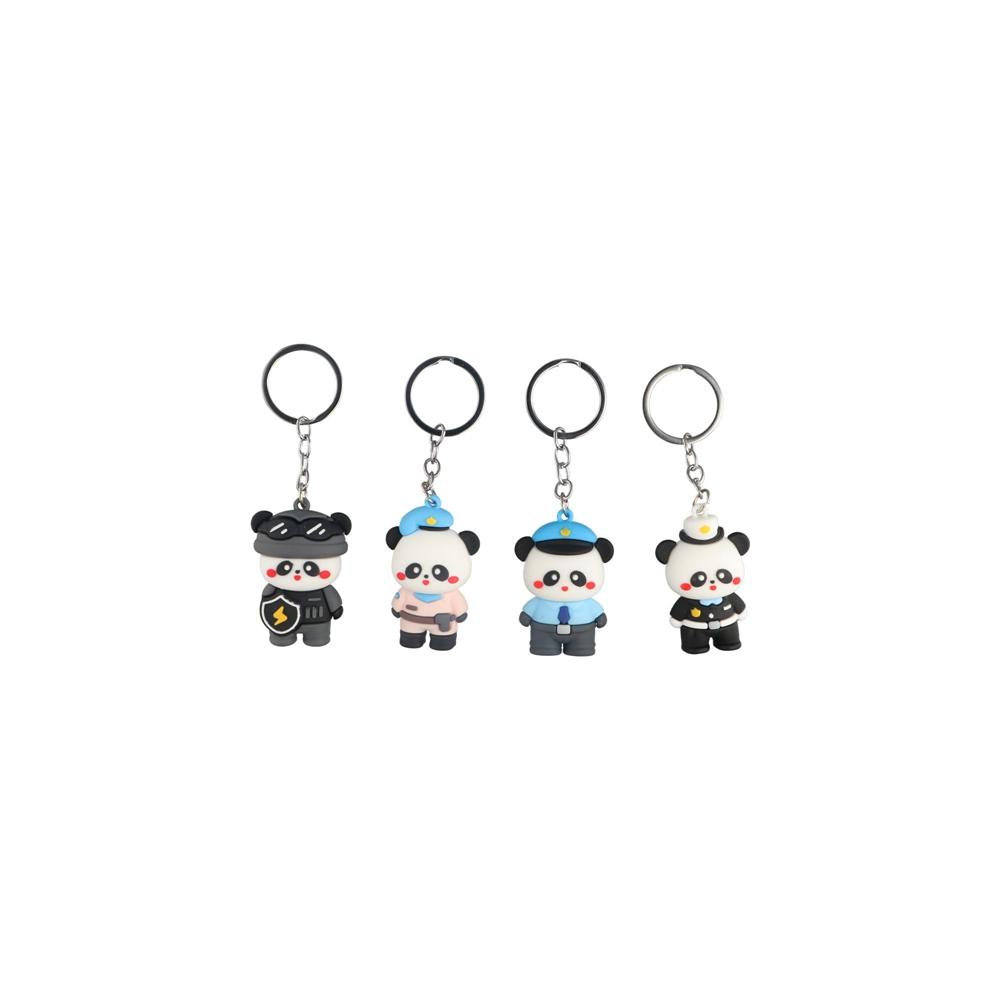 

Animal Panda Police Keychain Panda Cartoon Panda Police Key Ring Bag Accessories D